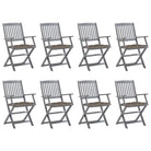 Tuinstoelen set van massief acaciahout met kussens voor buitenâ - Taupe / 8 - Tuinstoelen