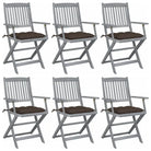 Tuinstoelen set van massief acaciahout met kussens voor buitenâ - Taupe / 6 - Tuinstoelen