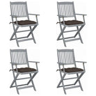 Tuinstoelen set van massief acaciahout met kussens voor buitenâ - Taupe / 4 - Tuinstoelen