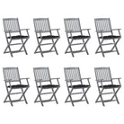 Tuinstoelen set van massief acaciahout met kussens voor buitenâ - Zwart / 8 - Tuinstoelen