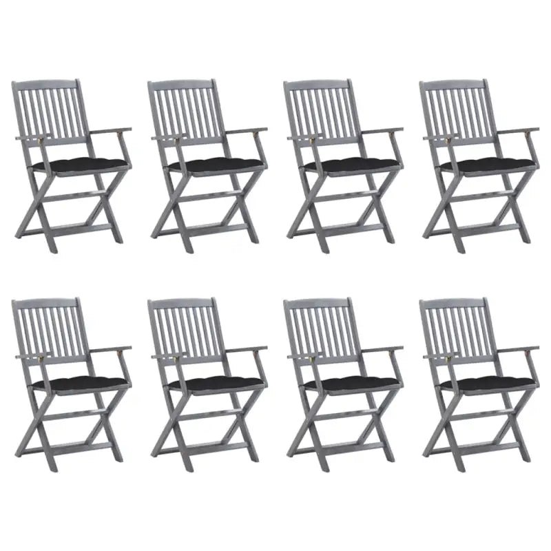 Tuinstoelen set van massief acaciahout met kussens voor buitenâ - Zwart / 8 - Tuinstoelen
