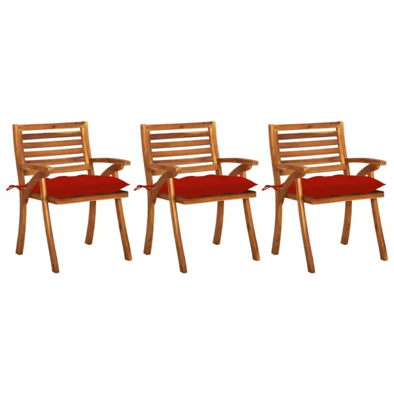 Tuinstoelen set van massief acaciahout met touwtjes voor tuin of terras - Rood / 3 - Tuinstoelen