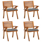 Tuinstoelen set van massief acaciahout met touwtjes voor tuin of terras - Grijs / 4 - Tuinstoelen