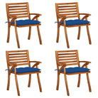 Tuinstoelen set van massief acaciahout met touwtjes voor tuin of terras - Blauw / 4 - Tuinstoelen