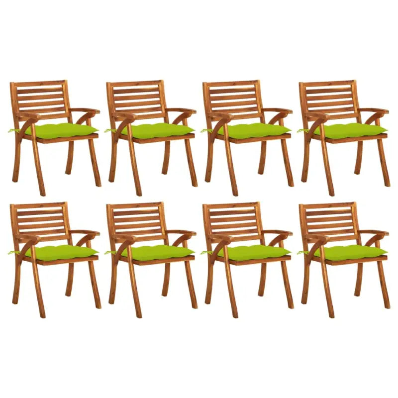 Tuinstoelen set van massief acaciahout met touwtjes voor tuin of terras - Heldergroen / 8 - Tuinstoelen