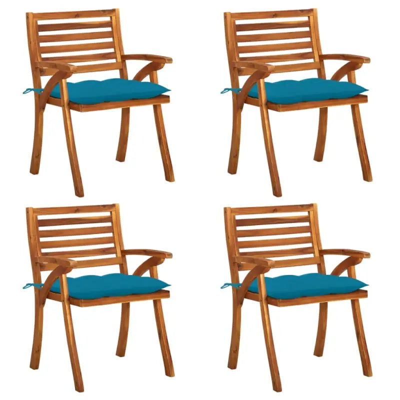 Tuinstoelen set van massief acaciahout met touwtjes voor tuin of terras - lichtblauw / 4 - Tuinstoelen