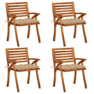 Tuinstoelen set van massief acaciahout met touwtjes voor tuin of terras - Beige / 4 - Tuinstoelen