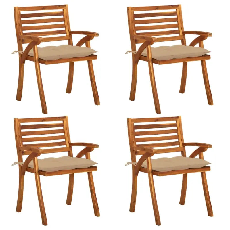 Tuinstoelen set van massief acaciahout met touwtjes voor tuin of terras - Beige / 4 - Tuinstoelen