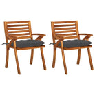 Tuinstoelen set van massief acaciahout met touwtjes voor tuin of terras - Antraciet / 2 - Tuinstoelen