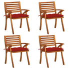 Tuinstoelen set van massief acaciahout met touwtjes voor tuin of terras - Rood / 4 - Tuinstoelen