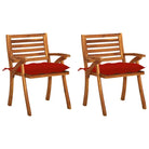 Tuinstoelen set van massief acaciahout met touwtjes voor tuin of terras - Rood / 2 - Tuinstoelen