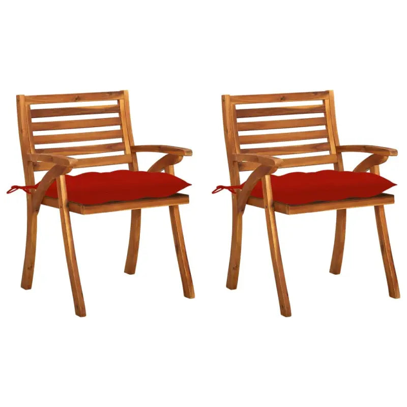 Tuinstoelen set van massief acaciahout met touwtjes voor tuin of terras - Rood / 2 - Tuinstoelen