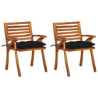 Tuinstoelen set van massief acaciahout met touwtjes voor tuin of terras - Zwart / 2 - Tuinstoelen