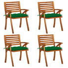 Tuinstoelen set van massief acaciahout met touwtjes voor tuin of terras - Groen / 4 - Tuinstoelen