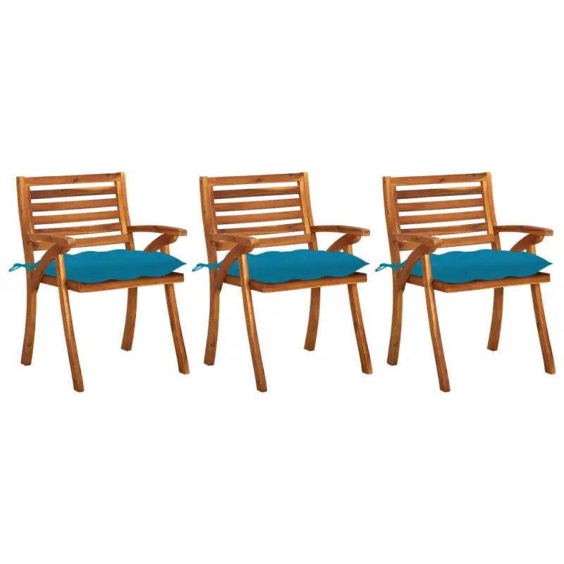 Tuinstoelen set van massief acaciahout met touwtjes voor tuin of terras - lichtblauw / 3 - Tuinstoelen