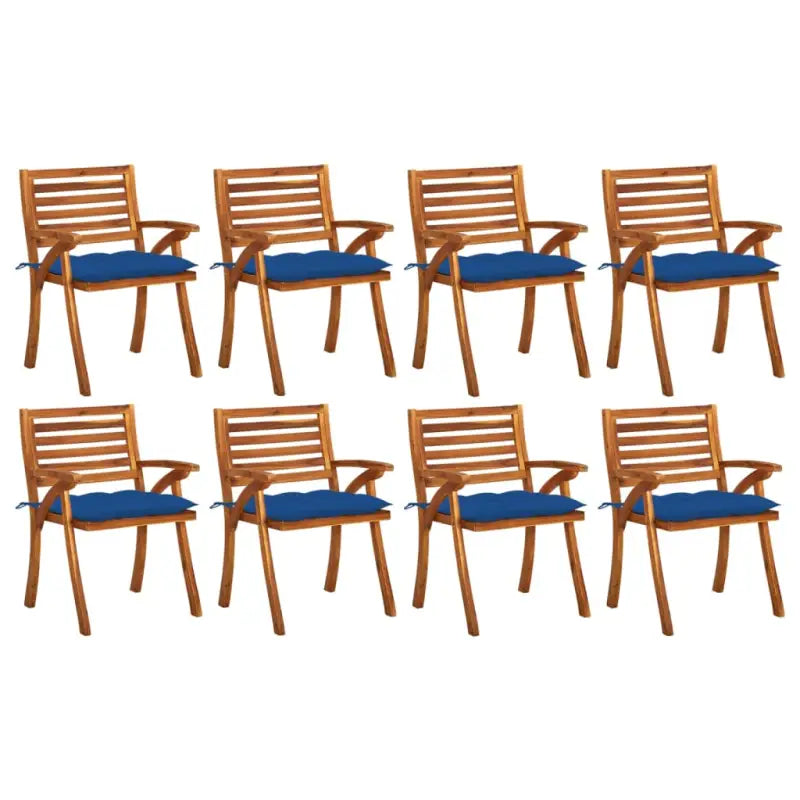 Tuinstoelen set van massief acaciahout met touwtjes voor tuin of terras - Blauw / 8 - Tuinstoelen