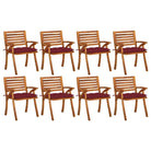 Tuinstoelen set van massief acaciahout met touwtjes voor tuin of terras - Wijnrood / 8 - Tuinstoelen