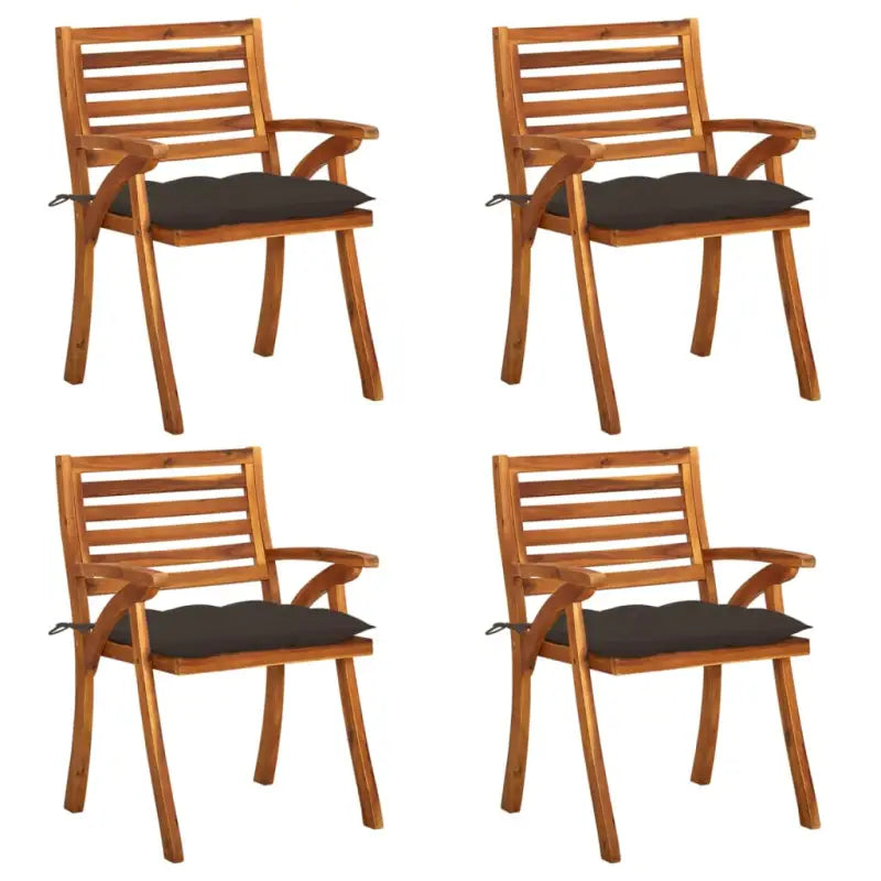 Tuinstoelen set van massief acaciahout met touwtjes voor tuin of terras - Taupe / 4 - Tuinstoelen