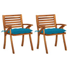 Tuinstoelen set van massief acaciahout met touwtjes voor tuin of terras - lichtblauw / 2 - Tuinstoelen
