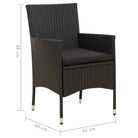 Tuinstoelen set van poly rattan met stevig gepoedercoat stalen frame - Tuinstoelen