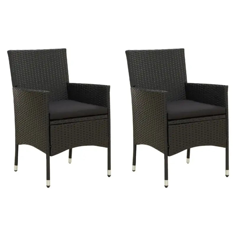 Tuinstoelen set van poly rattan met stevig gepoedercoat stalen frame - Zwart / 2 - Tuinstoelen