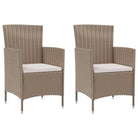Tuinstoelen set van poly rattan met stevig gepoedercoat stalen frame - Beige / 2 - Tuinstoelen