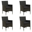 Tuinstoelen set van poly rattan met stevig gepoedercoat stalen frame - Zwart / 4 - Tuinstoelen
