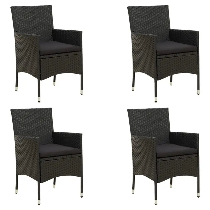 Tuinstoelen set van poly rattan met stevig gepoedercoat stalen frame - Zwart / 4 - Tuinstoelen