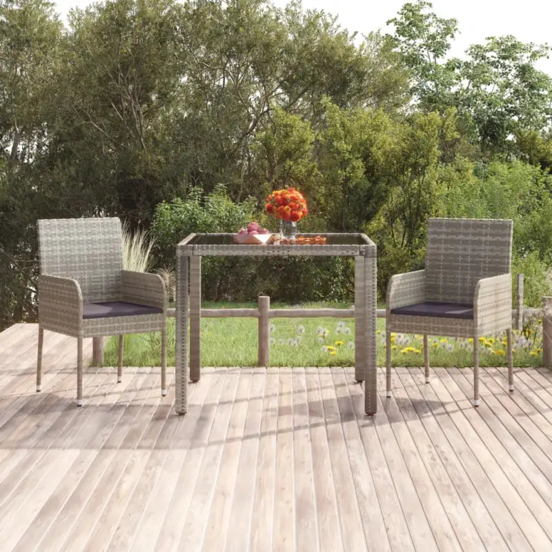 Tuinstoelen Van Duurzaam Poly Rattan Voor Tuin En Terras - Grijs / 2 - Tuinstoelen