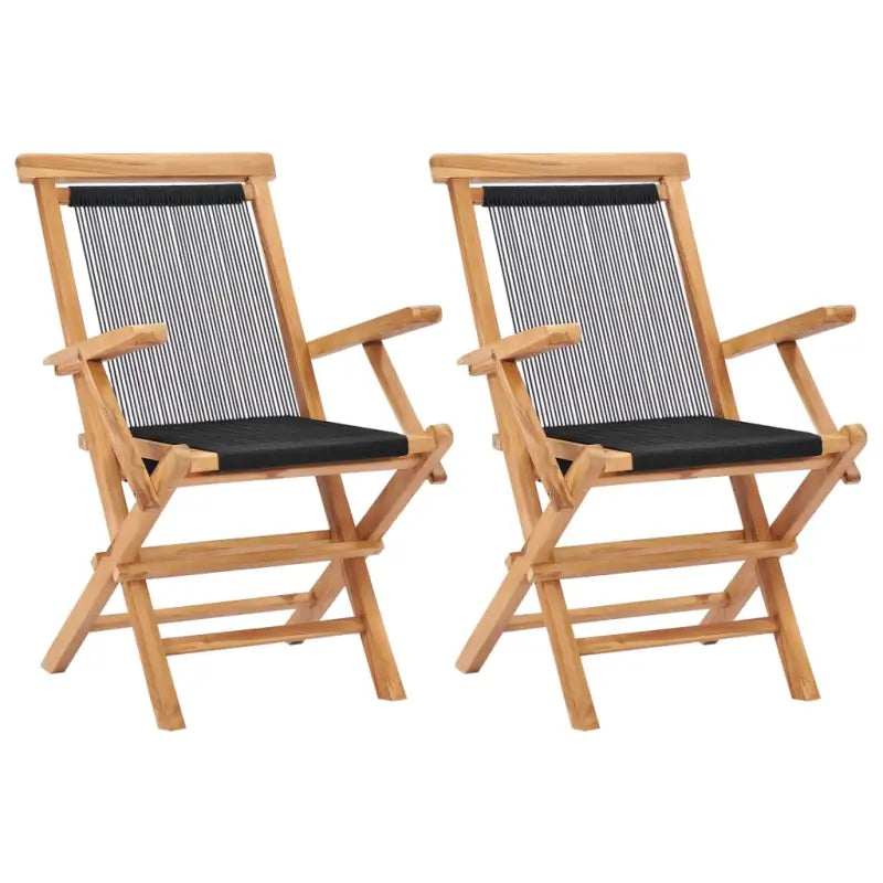 Tuinstoelen van fijn geschuurd teakhout met polyester touwontwerp - 2 / Met armleuning - Tuinstoelen
