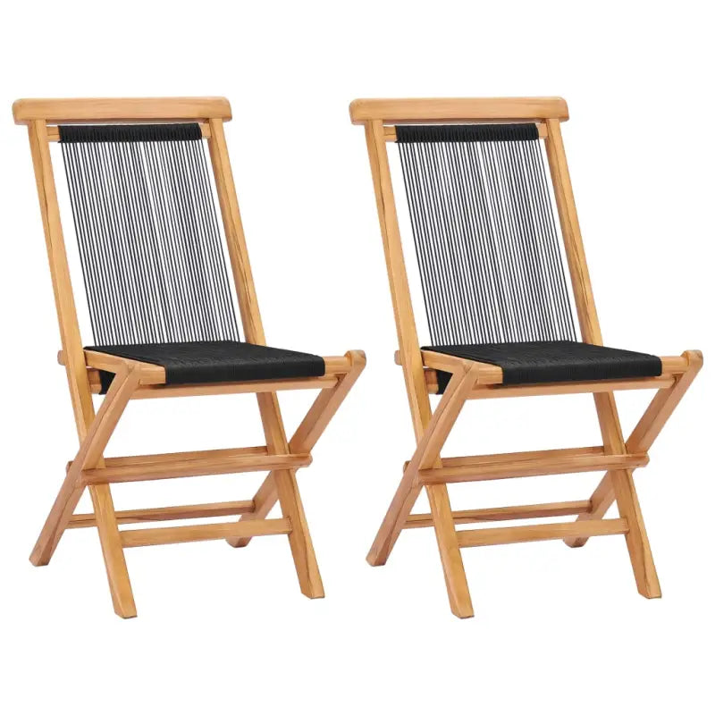 Tuinstoelen van fijn geschuurd teakhout met polyester touwontwerp - 2 / Zonder armleuning - Tuinstoelen