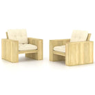 Tuinstoelen van geïmpregneerd grenenhout met comfortabele kussens - Crème / 2 - Tuinstoelen
