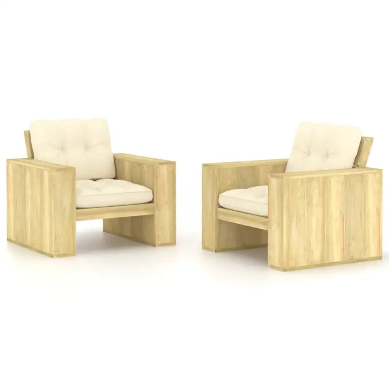 Tuinstoelen van geïmpregneerd grenenhout met comfortabele kussens - Crème / 2 - Tuinstoelen