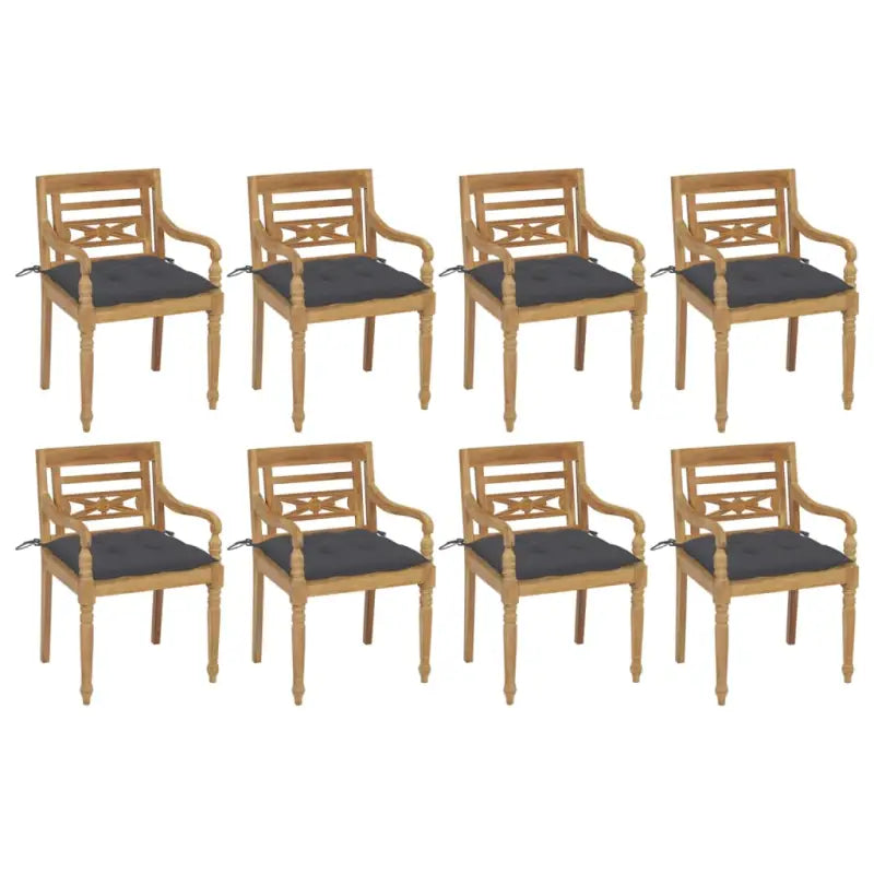Tuinstoelen van hard teakhout met fijn geschuurde afwerking - Antraciet / 8 - Tuinstoelen
