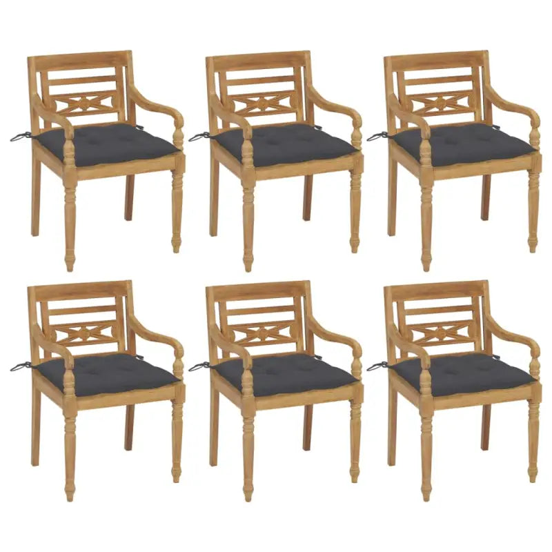 Tuinstoelen van hard teakhout met fijn geschuurde afwerking - Antraciet / 6 - Tuinstoelen