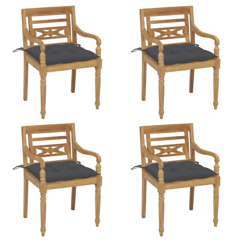 Tuinstoelen van hard teakhout met fijn geschuurde afwerking - Antraciet / 4 - Tuinstoelen