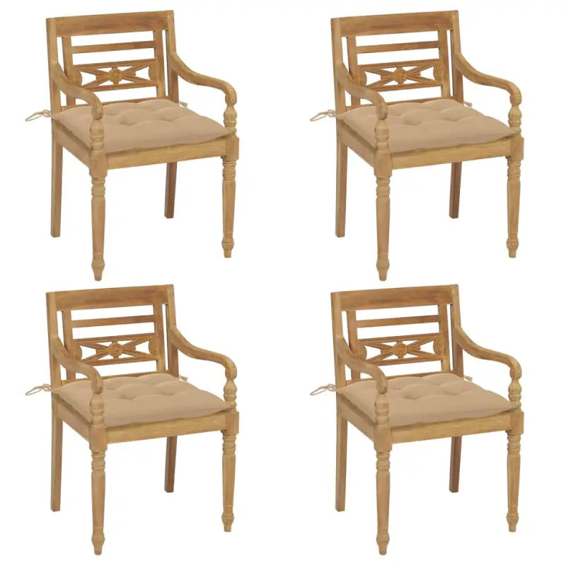 Tuinstoelen van hard teakhout met fijn geschuurde afwerking - Beige / 4 - Tuinstoelen