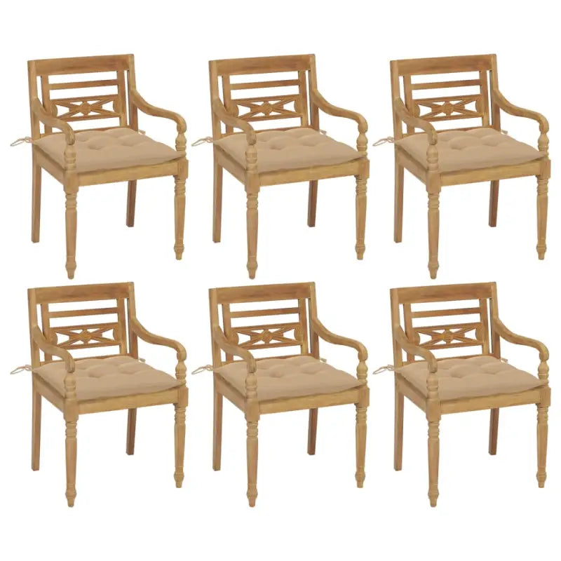 Tuinstoelen van hard teakhout met fijn geschuurde afwerking - Beige / 6 - Tuinstoelen