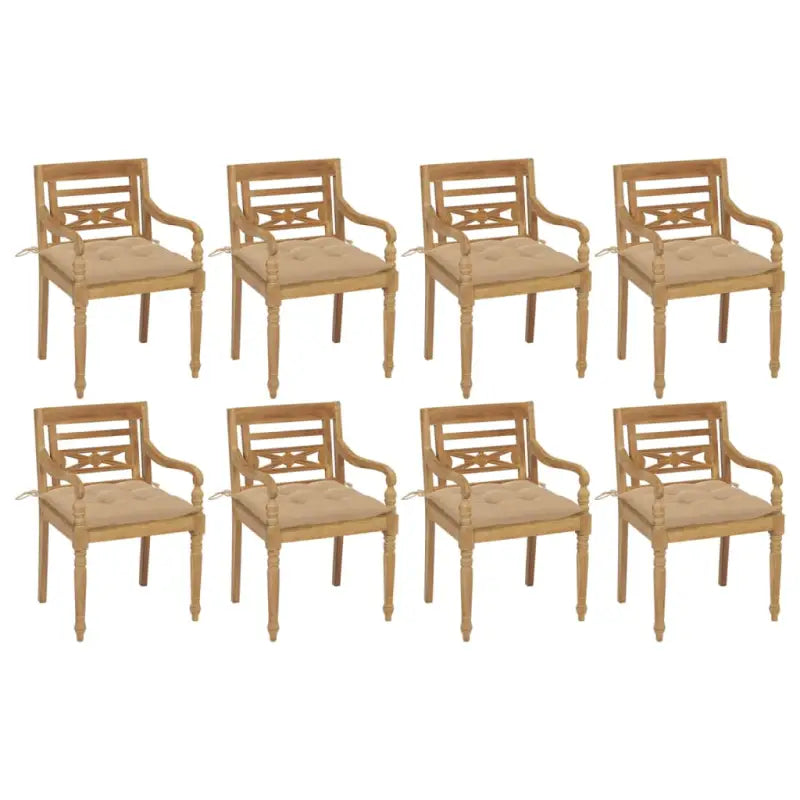 Tuinstoelen van hard teakhout met fijn geschuurde afwerking - Beige / 8 - Tuinstoelen