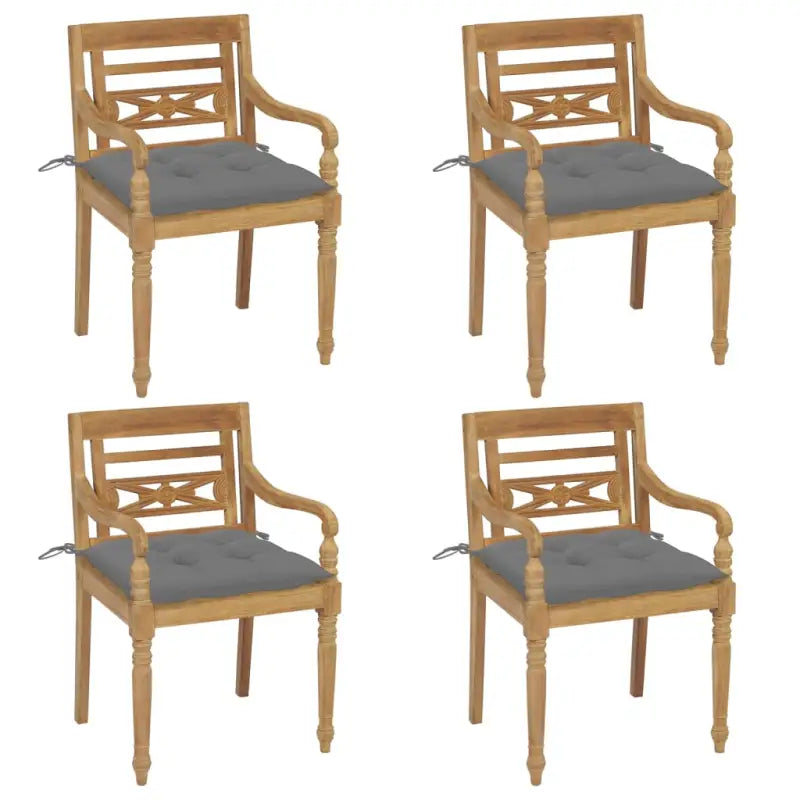 Tuinstoelen van hard teakhout met fijn geschuurde afwerking - Grijs / 4 - Tuinstoelen