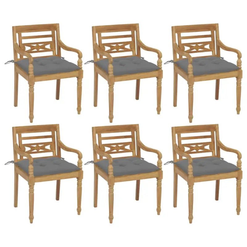 Tuinstoelen van hard teakhout met fijn geschuurde afwerking - Grijs / 6 - Tuinstoelen