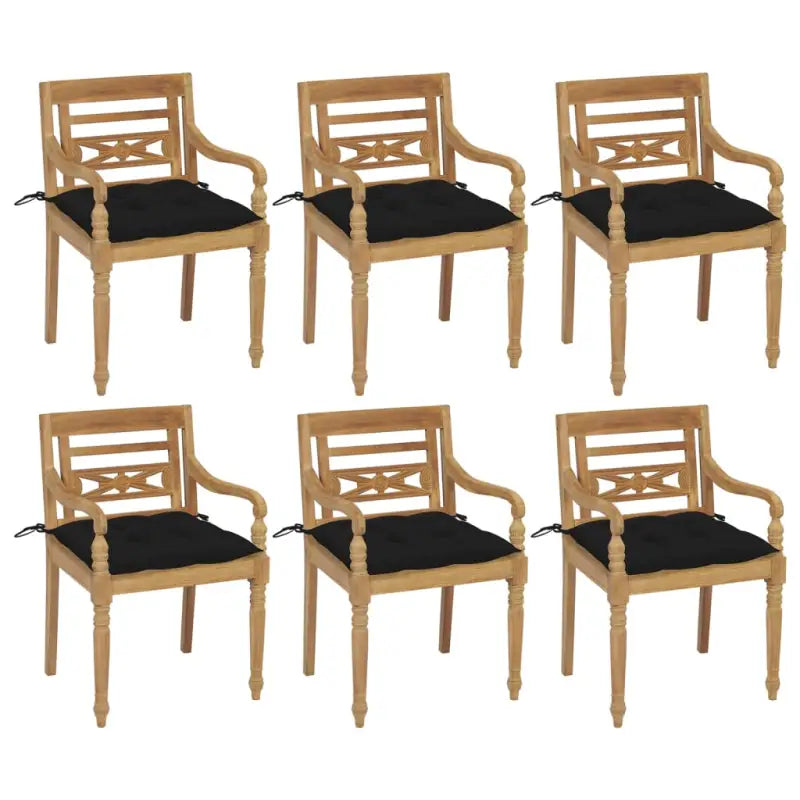 Tuinstoelen van hard teakhout met fijn geschuurde afwerking - Zwart / 6 - Tuinstoelen