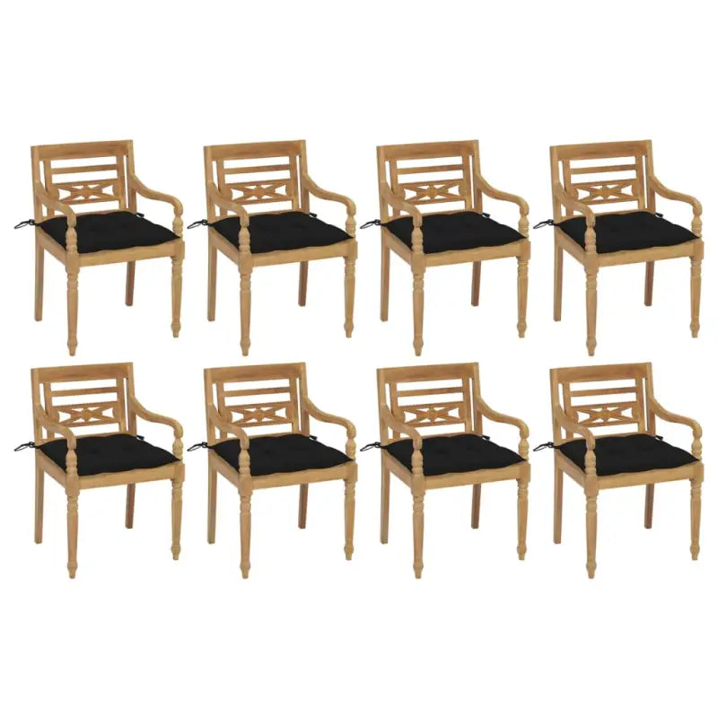 Tuinstoelen van hard teakhout met fijn geschuurde afwerking - Zwart / 8 - Tuinstoelen