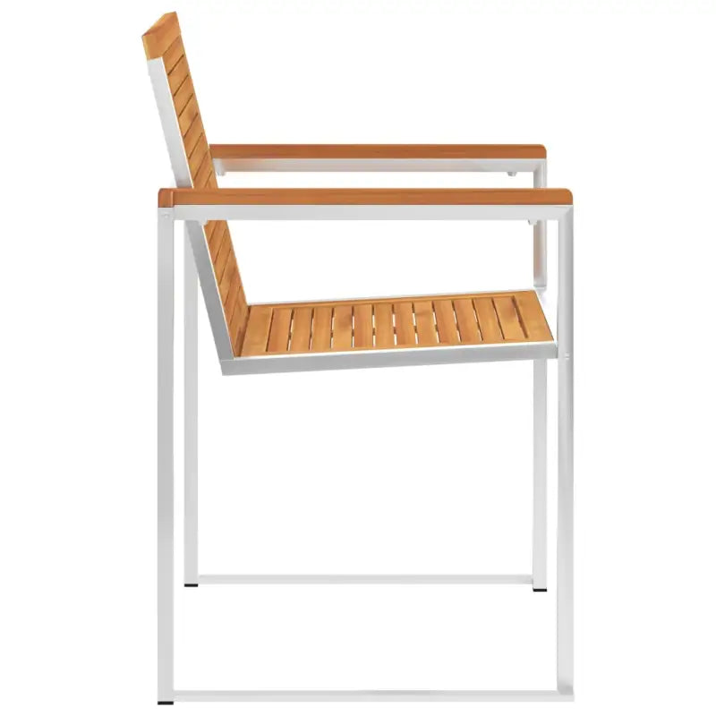 Tuinstoelen van massief acaciahout en roestvrij staal voor buitengebruik - Tuinstoelen