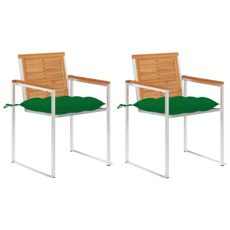 Tuinstoelen van massief acaciahout en roestvrij staal voor buitengebruik - Groen / 2 - Tuinstoelen