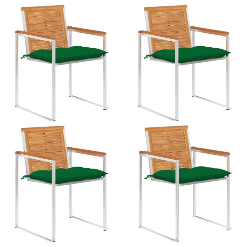 Tuinstoelen van massief acaciahout en roestvrij staal voor buitengebruik - Groen / 4 - Tuinstoelen