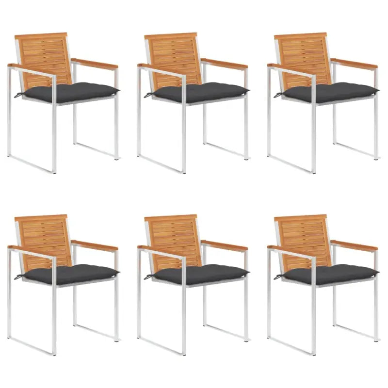 Tuinstoelen van massief acaciahout en roestvrij staal voor buitengebruik - Antraciet / 6 - Tuinstoelen