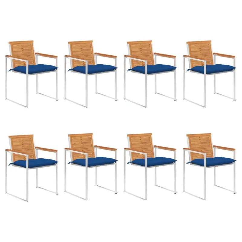 Tuinstoelen van massief acaciahout en roestvrij staal voor buitengebruik - Blauw / 8 - Tuinstoelen