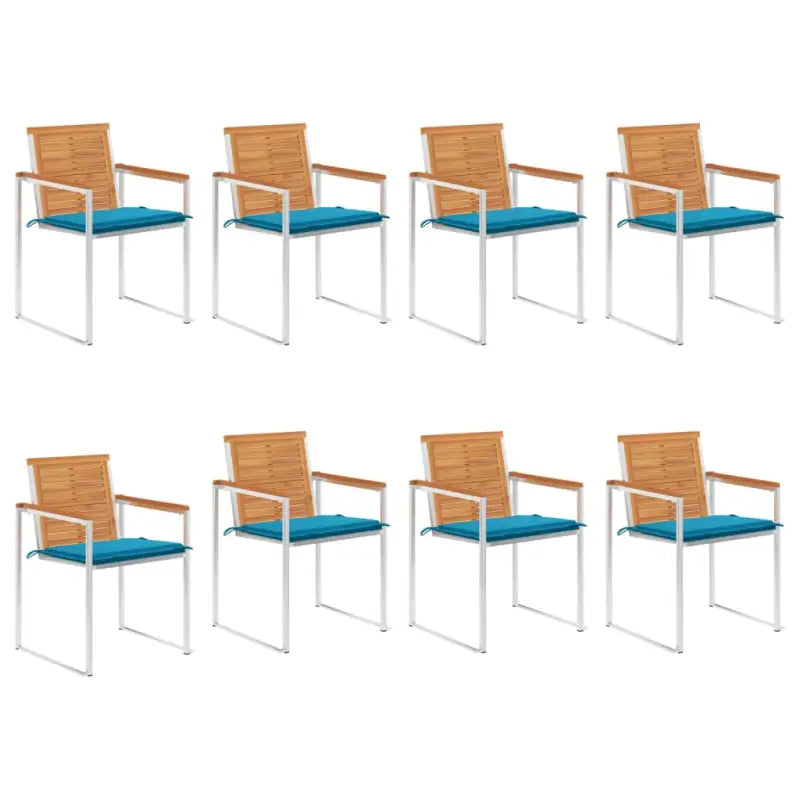 Tuinstoelen van massief acaciahout en roestvrij staal voor buiten gebruik - Blauw / 8 - Tuinstoelen