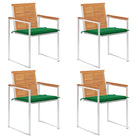 Tuinstoelen van massief acaciahout en roestvrij staal voor buiten gebruik - Groen / 4 - Tuinstoelen